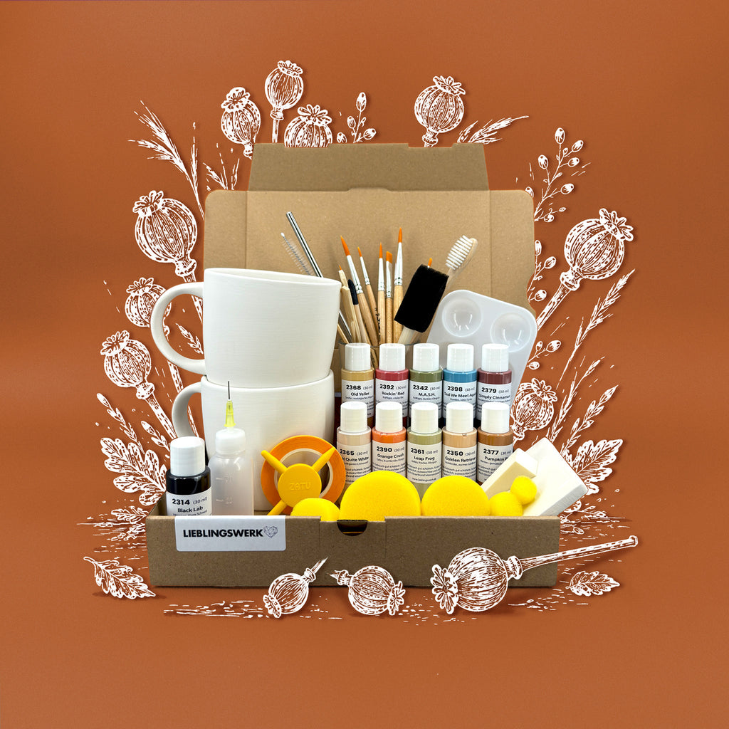 Herbstgold Keramikmalbox – Tasse Alltagsliebe
