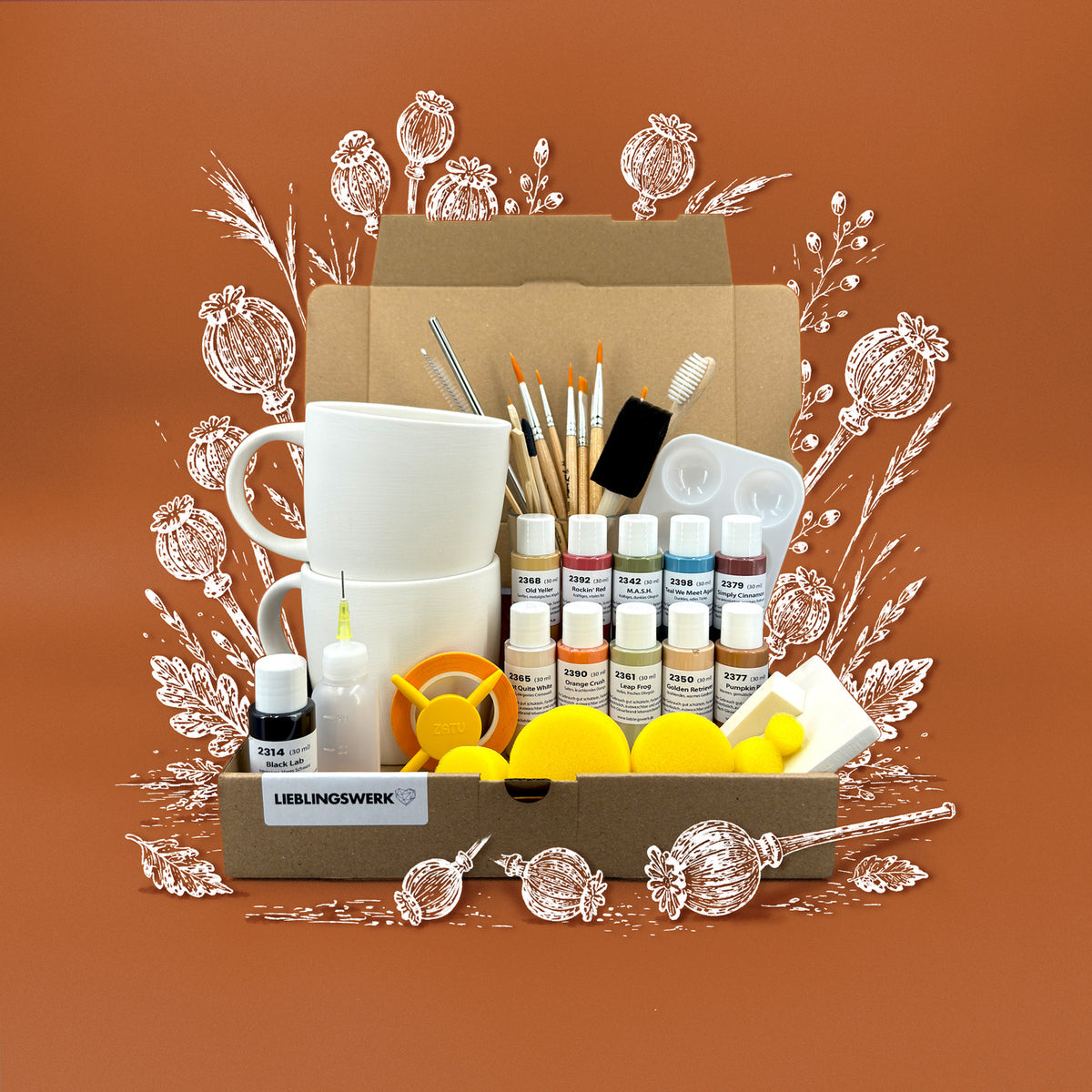 Herbstgold Keramikmalbox – Tasse Alltagsliebe