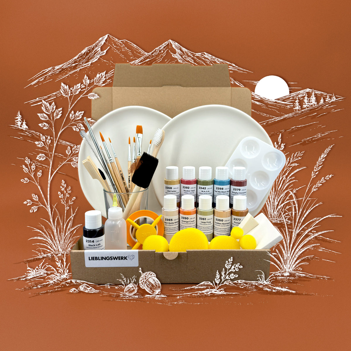 Herbstgold Keramikmalbox – Teller Erdenruhe