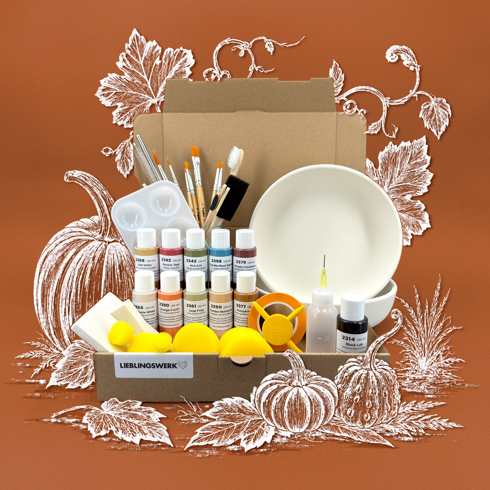Herbstgold Keramikmalbox – Schale Feinkost