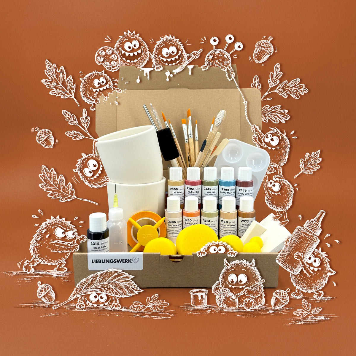 Herbstgold Keramikmalbox – Becher Lichtblick