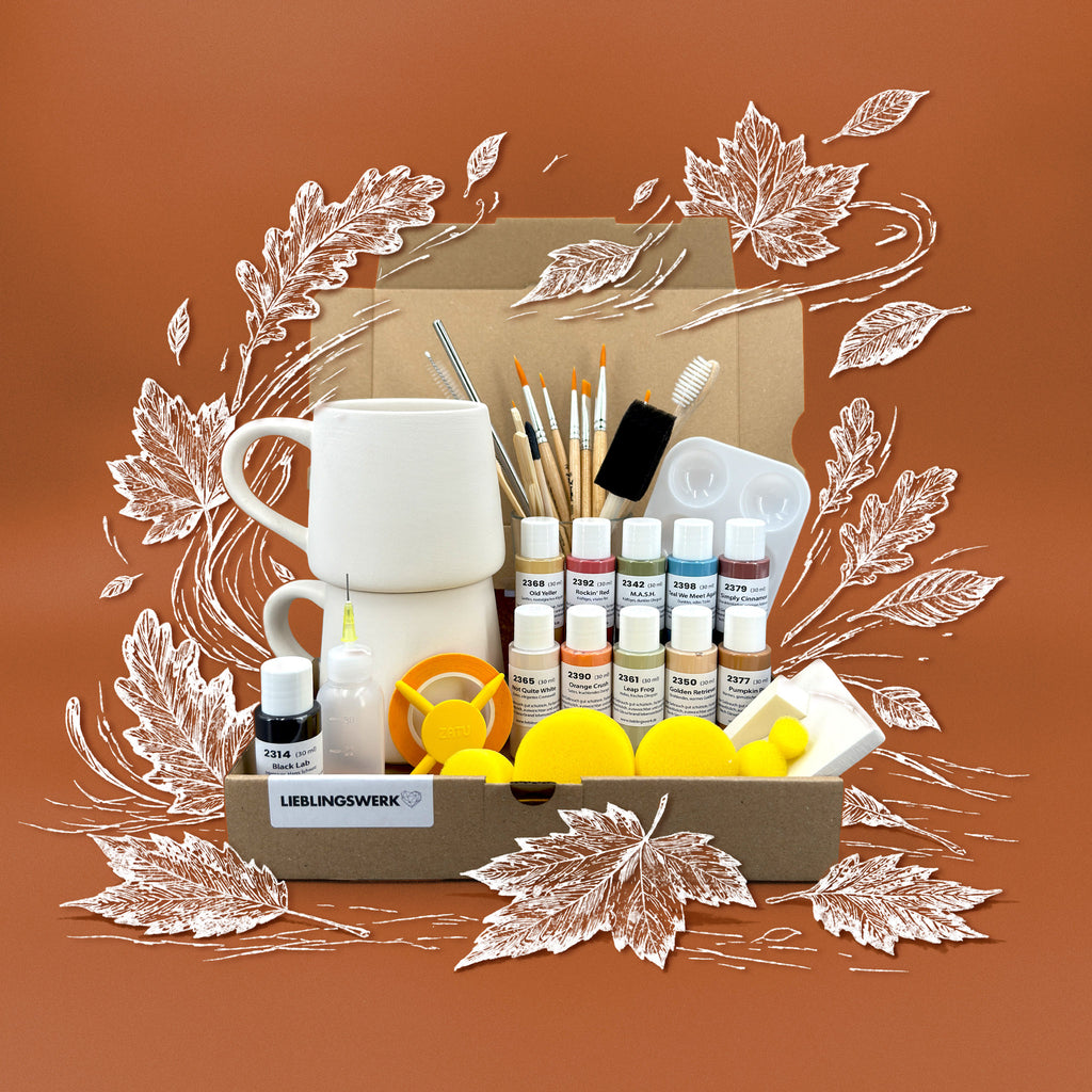 Herbstgold Keramikmalbox – Tasse Tagesheld