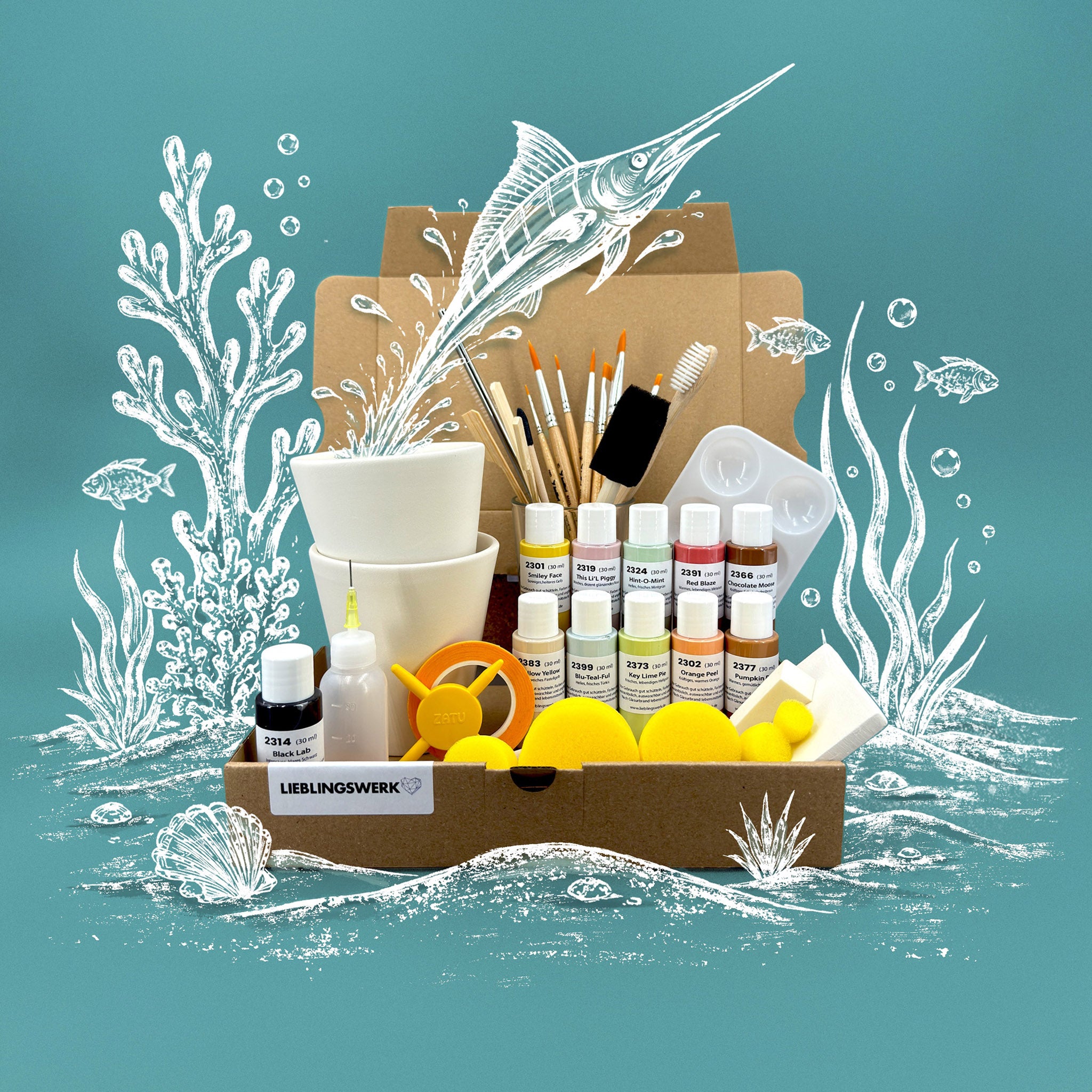 Sommerlaune Keramikmalbox – Becher Einklang