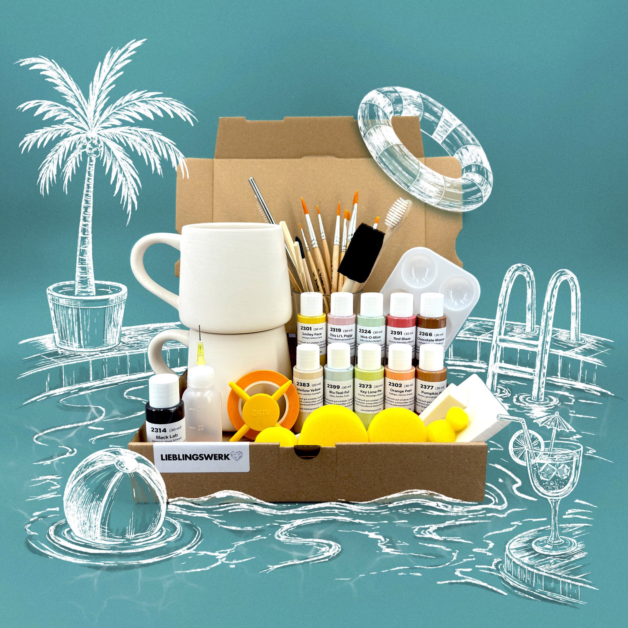 Sommerlaune Keramikmalbox – Tasse Tagesheld